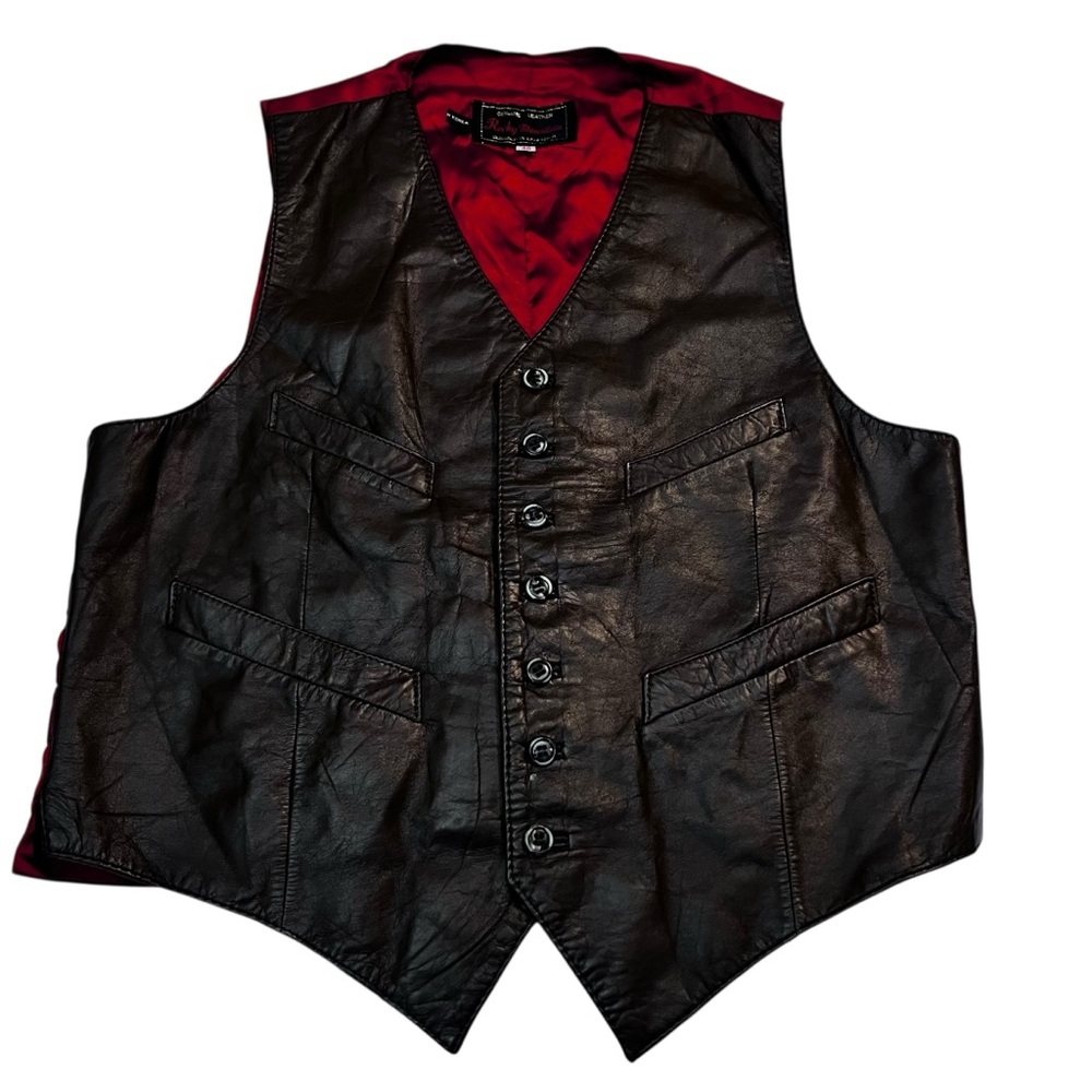 Vintage 70s‎ Rocky Mountain Leather Vest Size 40 Burnt Orange Lined